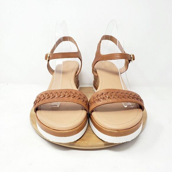 Crevo Sandals Womens 11 Vana Wedge Heel Platform Brown Leather Ankle Strap Shoes - Picture 3 of 15